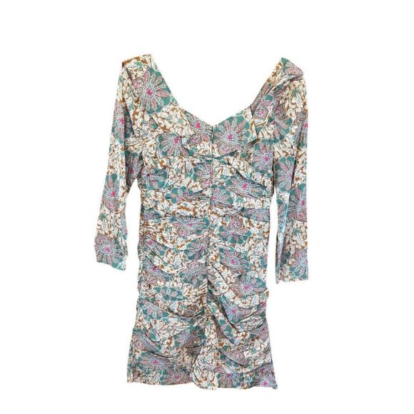 VERONICA BEARD Lozano Print Ruched Silk Blend Mini Dress NWT Size 4 - Picture 4 of 7